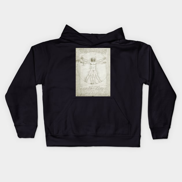 Vitruvian Man by Leonardo da Vinci Kids Hoodie by MasterpieceCafe